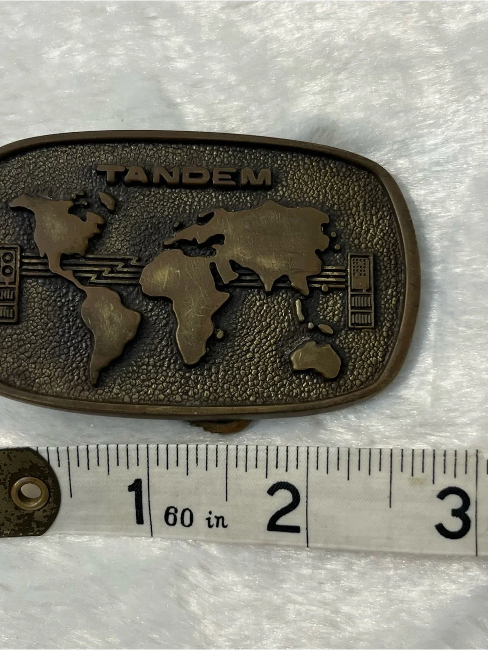 Vintage 70’s Tandem Solid Brass Belt Buckle Made In USA